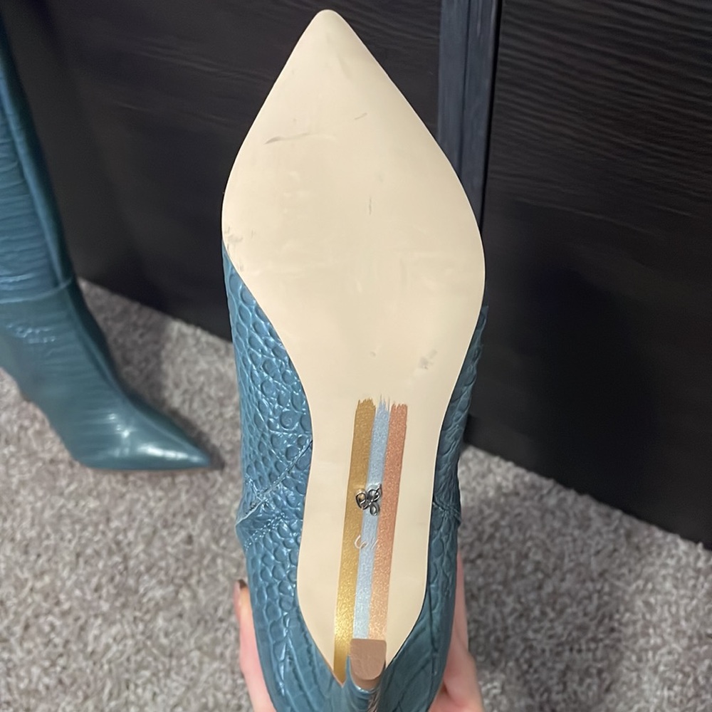 Sam Edelman Fraya Croc Knee High Heeled Boots - Picture 5 of 7